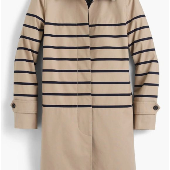 J Crew Collection stripe trench coat sz 2 - Picture 4 of 6
